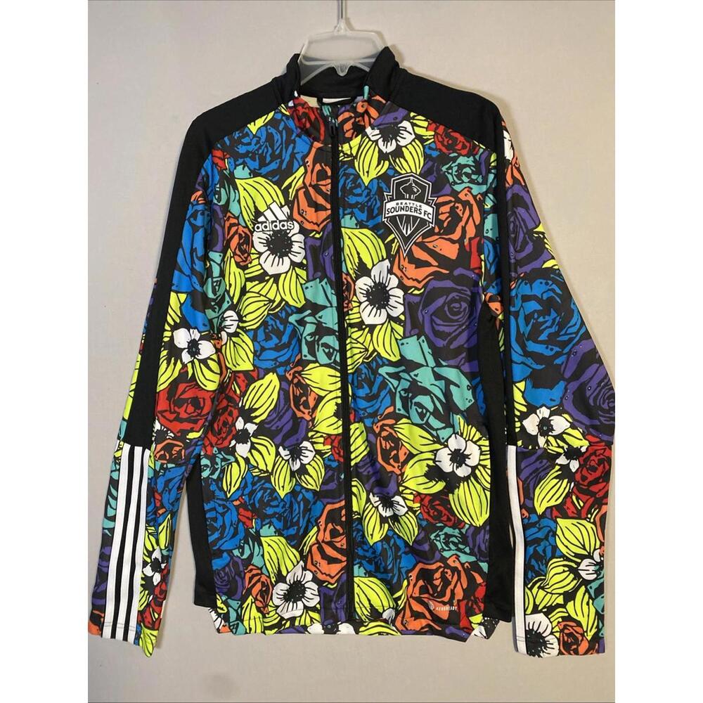 2022 Mens Adidas Seattle Sounders FC MLS Soccer Floral Warm Up Jacket Medium